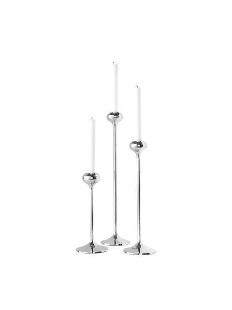 Lot de chandeliers Rakel, 3 élém., Aluminium, enduit, Couleur argentée, Lot de différentes tailles