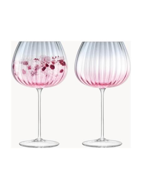 Copas balón artesanales Dusk, 2 uds., Vidrio, Rosa, gris, Ø 9 x Al 17 cm, 280 ml