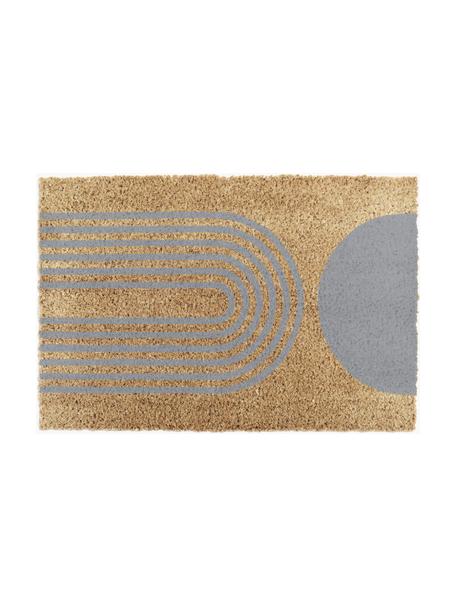 Fußmatte Abstract Half Moon, Oberseite: Kokosfaser, Unterseite: Naturkautschuk, Beige, Grau, B 40 x L 60 cm