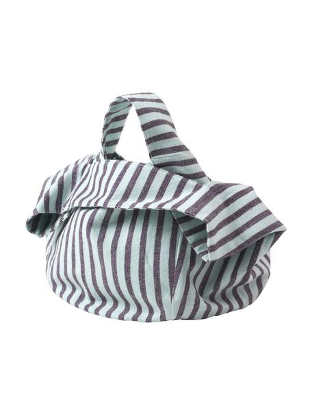 Pruhovaný bavlněný obal na chleba Strips, 100 % bavlna, Fialová, tyrkysová, Ø 22 cm, V 22 cm