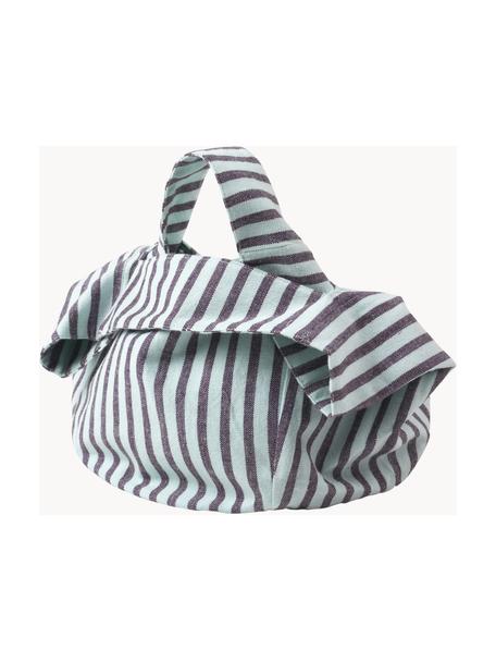 Worek na pieczywo z bawełny Strips, 100% bawełna, Lila, turkusowy, Ø 22 x W 22 cm