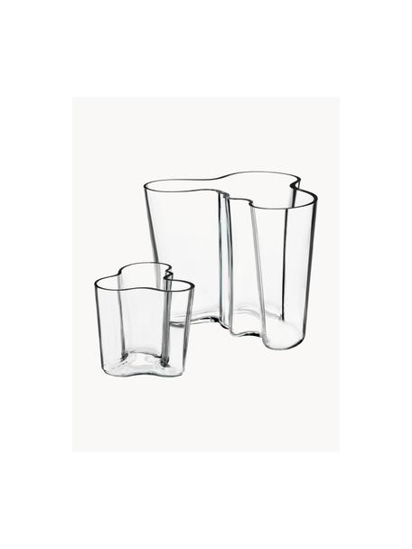 Komplet wazonów ze szkła dmuchanego Alvar Aalto, 2 elem., Szkło dmuchane, Transparentny, Komplet z różnymi rozmiarami