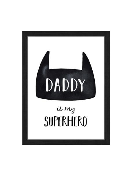 Impression numérique encadrée Daddy is my Superhero, Noir, blanc, larg. 33 x haut. 43 cm