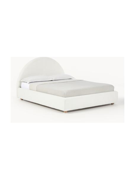 Bouclé gestoffeerd bed Ebba met opbergruimte, Bekleding: bouclé (100% polyester) D, Frame: massief grenenhout en pla, Poten: massief grenenhout, Bouclé crèmewit, B 140 x L 200 cm
