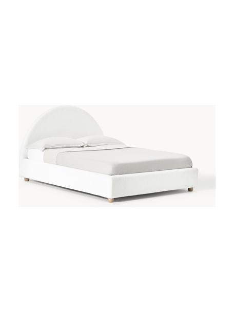 Cama tapizada en borreguillo Ebba, con espacio de almacenamiento, Funda: borreguillo (100% poliést, Patas: metal con pintura en polv, Patas: madera de pino macizo Est, Borreguillo blanco, An 140 x L 200 cm