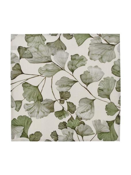 Tovagliolio in cotone con motivo foglie Gigi 4 pz, 100% cotone, Beige, verde, Larg. 45 x Lung. 45 cm