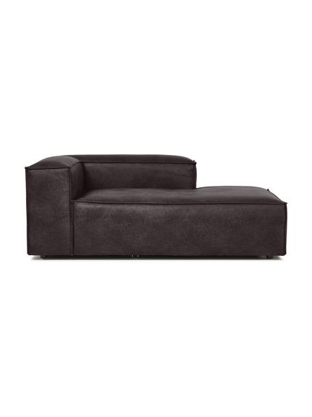 Chaise longue hoekmodule Lennon van gerecycled leer, Bekleding: gerecycled leer (70% leer, Frame: massief hout, multiplex, Poten: kunststof, Leer bruingrijs, B 119 x D 180 cm, hoekdeel links