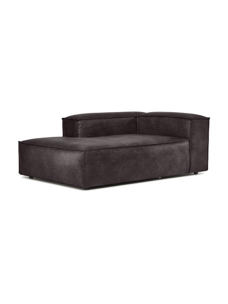 Chaise longue hoekmodule Lennon van gerecycled leer, Bekleding: gerecycled leer (70% leer, Frame: massief hout, multiplex, Poten: kunststof, Leer bruingrijs, B 119 x D 180 cm, hoekdeel links