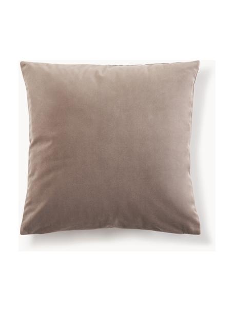 Fluwelen kussenhoezen Rush, 2 stuks, 100% polyester (gerecycled), GRS-gecertificeerd, Taupe, B 45 x L 45 cm