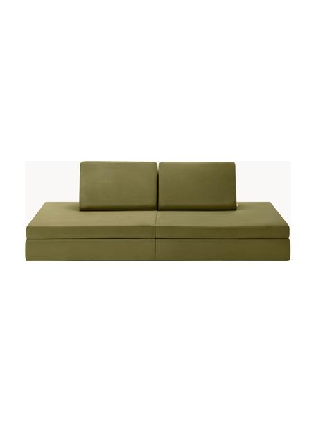 Canapé de jeu modulaire en velours Arktis, Velours vert olive, larg. 168 x prof. 84 cm