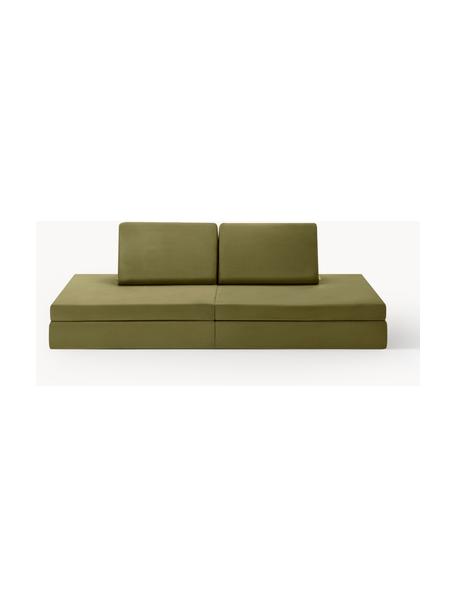 Canapé de jeu modulaire en velours Arktis, Velours vert olive, larg. 168 x prof. 84 cm