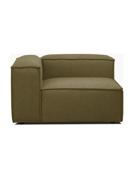 Eckmodul Lennon, Bezug: 100 % Polyester Der strap, Gestell: Massives Kiefernholz FSC-, Füße: Kunststoff, Webstoff Olivgrün, B 119 x T 119 cm, Eckteil links