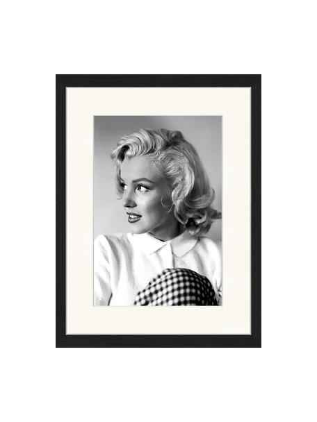 Gerahmter Digitaldruck Marilyn Monroe, Bild: Digitaldruck auf Papier, , Rahmen: Holz, lackiert, Front: Plexiglas, Schwarz, Weiß, 33 x 43 cm