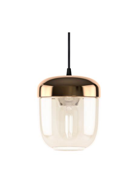 Kleine hanglamp Acorn van glas, Baldakijn: silicone, Koperkleurig, amberkleurig, Ø 14 x H 16 cm