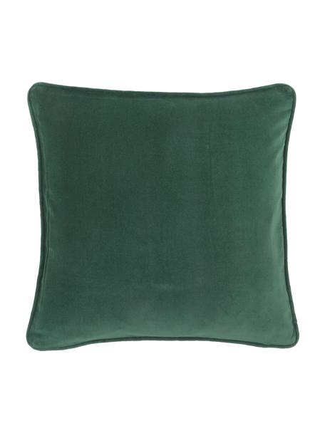 Housse de coussin velours vert émeraude Dana, 100 % velours de coton, Vert émeraude, larg. 50 x long. 50 cm