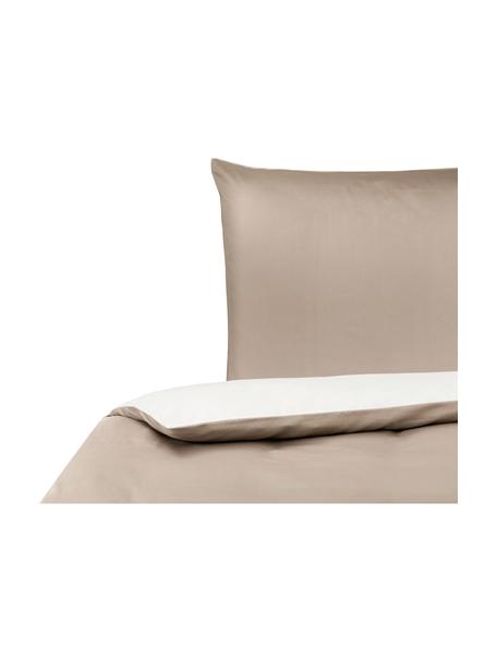 Obojstranná posteľná bielizeň z bavlneného saténu Julia, Biela, sivobéžová, 135 x 200 cm + 1 vankúš 80 x 80 cm