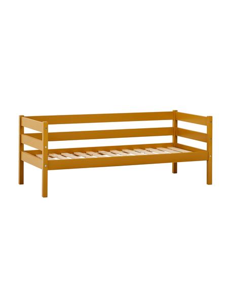 Dětská postel z borovicového dřeva Eco Comfort, Masivní borovicové dřevo, certifikace FSC, překližka, Borové dřevo, lakováno žlutou barvou, Š 70 cm, D 160 cm