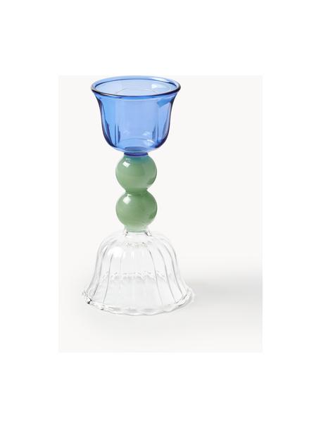 Bougeoir en verre borosilicate Perle, Verre borosilicate, Transparent, bleu, vert sauge, Ø 6 x haut. 12 cm