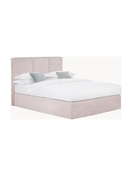 Boxspringbed Oberon, Matras: 5-zones pocketvering, Poten: kunststof Dit product is , Geweven stof lichtroze, B 200 x L 200 cm, hardheidsgraad H2