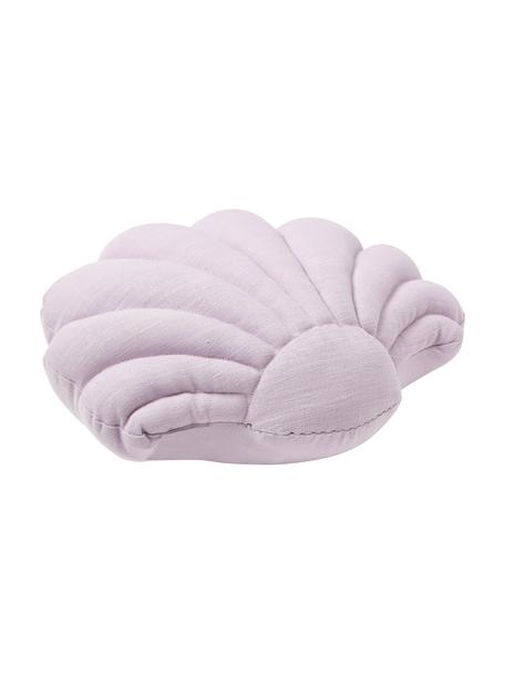 Lněný polštář ve tvaru mušle Shell, Šeříková, Š 34 cm, D 38 cm