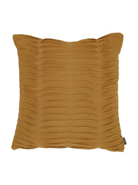 Poduszka z bawełny z wypełnieniem Pleated, 100% bawełna, Musztardowy, S 45 x D 45 cm