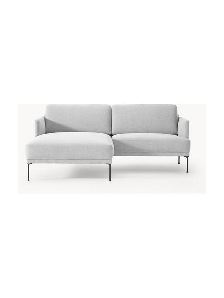 Kleines Ecksofa Fluente, Bezug: 100 % Polyester Der strap, Gestell: Massives Kiefernholz, Bir, Füße: Metall, pulverbeschichtet, Webstoff Hellgrau, B 198 x T 152 cm, Eckteil links