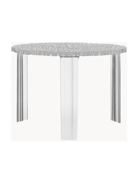 Ogrodowy stolik kawowy T-Table, W 36 cm, Szkło akrylowe, Transparentny, Średnica: 50 cm