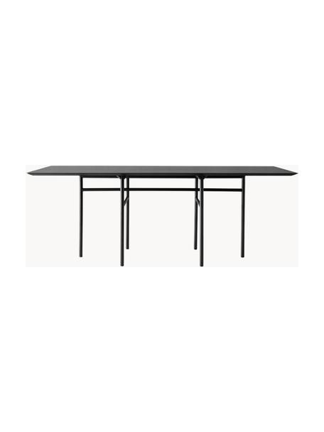 Mesa de comedor Snaregade, 200 x 90 cm, Tablero: chapado en madera de robl, Estructura: metal con pintura en polv, Madera, gris antracita recubierto, negro, An 200 x F 90 cm