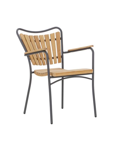Chaise de jardin à accoudoirs en bois Hard & Ellen, Anthracite, bois de teck, larg. 56 x haut. 78 cm