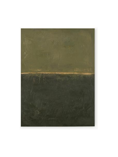 Handbeschilderde canvasdoek Edge Green, Groentinten, B 88 x H 118 cm