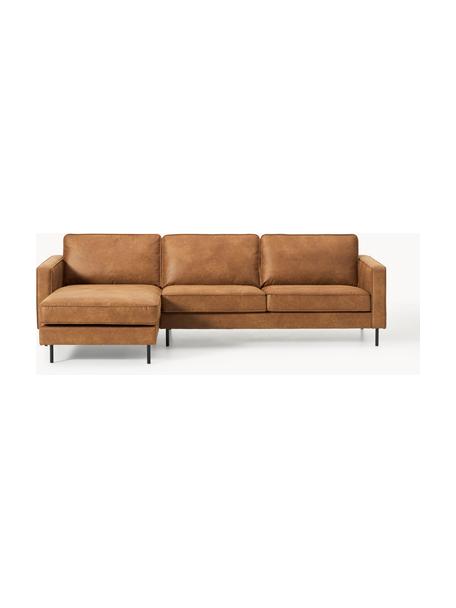 Ecksofa Hunter aus recyceltem Leder, Bezug: 70% recyceltes Leder, 30%, Gestell: Massives Kiefernholz, hoc, Leder Braun, B 264 x T 154 cm, Eckteil links