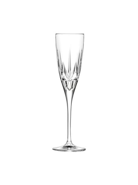Copas flauta de champán de cristal con relieve Chic, 6 uds., Cristal Luxion, Transparente, Ø 6 x Al 24 cm