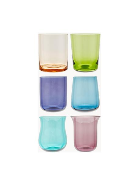 Vasos de colores de vidrio soplado artesanalmente Desiguale, 6 uds., Vidrio soplado artesanalmente, Multicolor transparente, Ø 8 x Al 10 cm, 200 ml