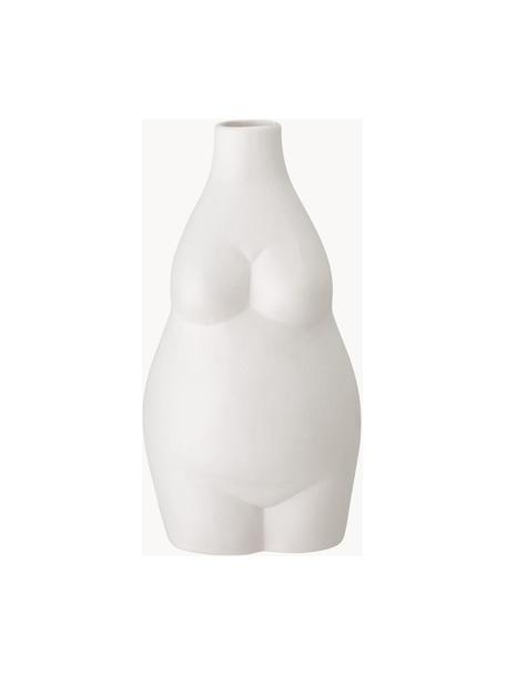 Design-Vase Elora aus Steingut, H 18 cm, Steingut, Weiß, B 10 x H 18 cm