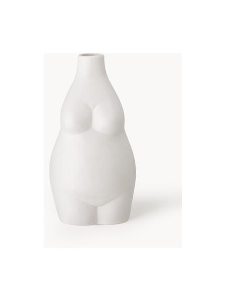 Design-Vase Elora aus Steingut, H 18 cm, Steingut, Weiß, B 10 x H 18 cm