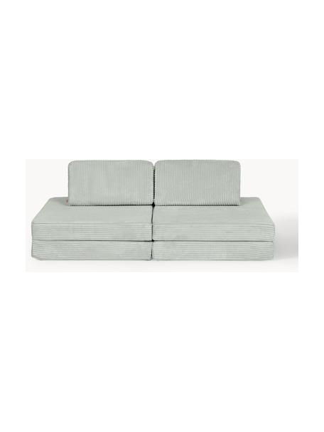 Modulares Kinder-Spielsofa Mila aus Cord, handgefertigt, Bezug: Cord (100 % Polyester) De, Cord Salbeigrün, B 130 x T 65 cm