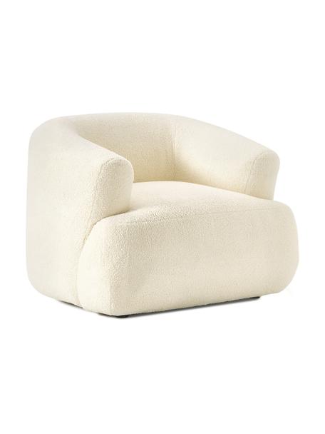 Fauteuil en tissu peluche Sofia de Rianne Meijer, Tissu peluche blanc crème, larg. 97 x prof. 84 cm