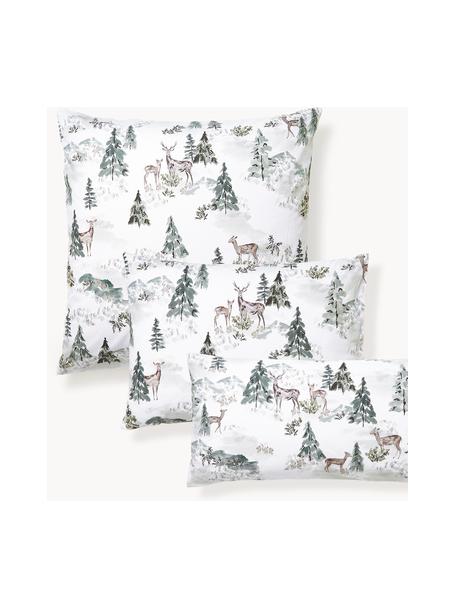 Funda de almohada de percal de diseño Forest, Blanco, tonos verdes, An 50 x L 70 cm