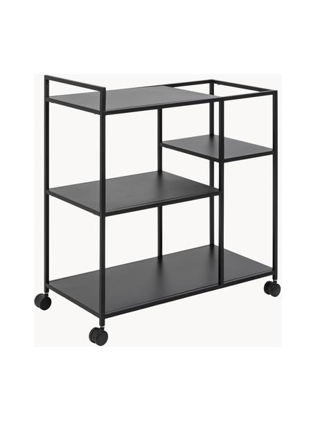 Metalen barcart Neptun, Gepoedercoat metaal, Zwart, B 78 x H 85 cm