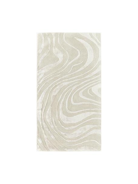 Alfombra artesanal texturizada de pelo corto Winola, Parte superior: 51% viscosa, 49% lana, Blanco Off White, An 80 x L 150 cm (Tamaño XS)