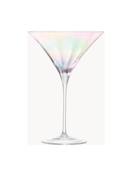 Mundgeblasene Martinigläser Pearl mit schimmerndem Perlmuttglanz, 2 Stück, Glas, Transparent, irisierend, Ø 14 x H 20 cm, 300 ml