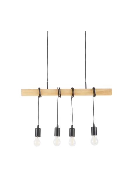 Lámpara de techo Townshend, Casquillo: acero, pintado, Anclaje: acero, pintado, Cable: plástico, Negro, madera de caucho, An 70 x Al 25 cm