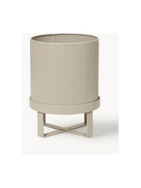 Cache-pot strié Bau, haut. 24 cm, Acier, revêtement par poudre, Beige clair, Ø 18 x haut. 24 cm