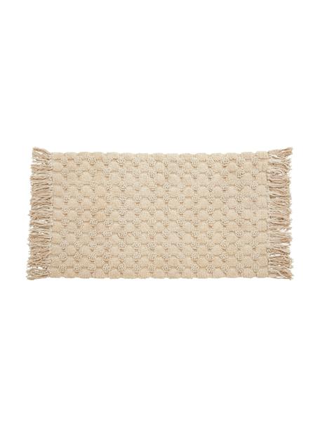 Tapis de bain à franges Luna, 100 % coton, Beige, larg. 60 x long. 100 cm