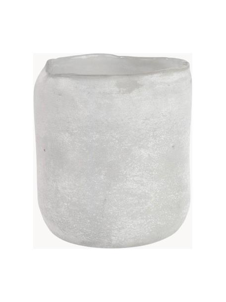 Teelichthalter Halde mit matter Oberfläche, Glas, Hellgrau, Weiss, Ø 11 x H 12 cm