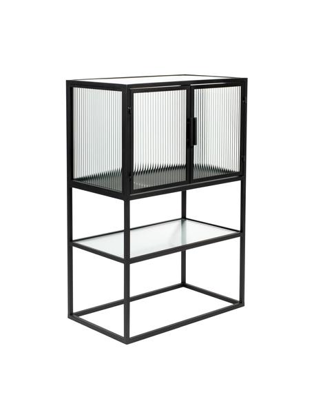 Buffet haut métal Boli, Noir, translucide, larg. 60 x haut. 90 cm