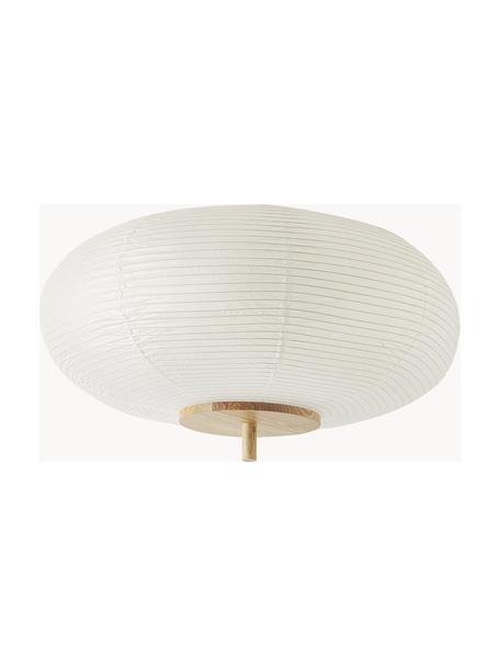 Plafonnier design en papier de riz Misaki, Blanc, bois clair, Ø 52 x haut. 30 cm