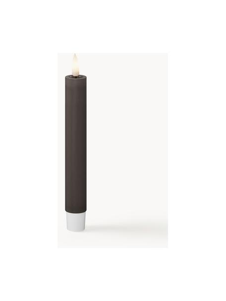 Handgefertigte LED-Stabkerzen Real Flame, H 15 cm, 2 Stück, Kunststoff, Wachs mit Harzoberfläche, Taupe, H 15 cm