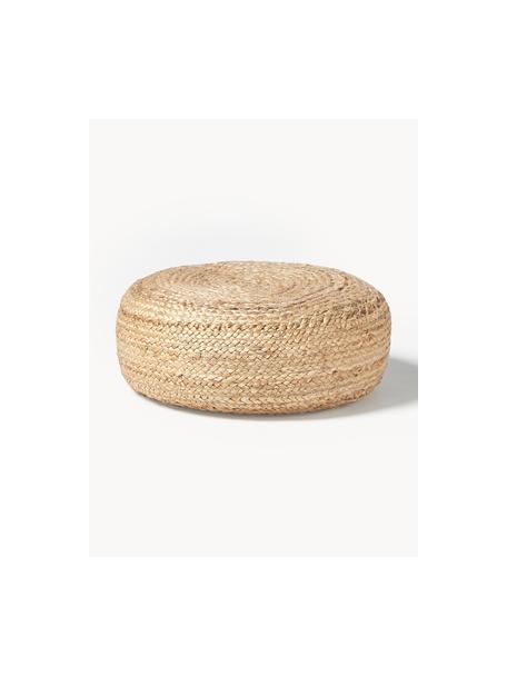 Handgefertigter Pouf Bono aus Jute, Bezug: Jute, Beige, Ø 58 cm, H 21 cm