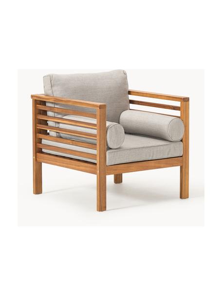 Fauteuil futon de jardin Bo, Gris, bois foncé, larg. 72 x haut. 64 cm